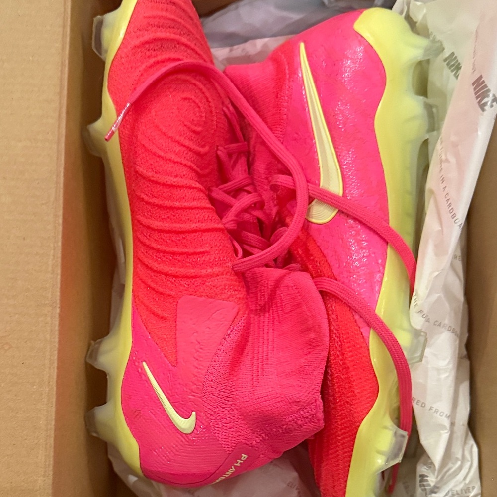 Nike Hot Pink and Neon Yellow Soccer Cleats